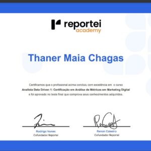 A importância do data driving na gestão de negócios - tomada de decisão com base em dados - diploma de analista de data driven de Thaner Maia