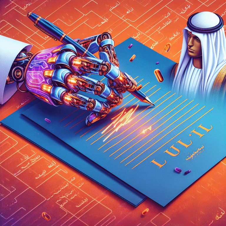 Ilustração conceitual representando inteligência artificial e justiça, mostrando símbolos digitais interligados à balança da justiça e à legislação.