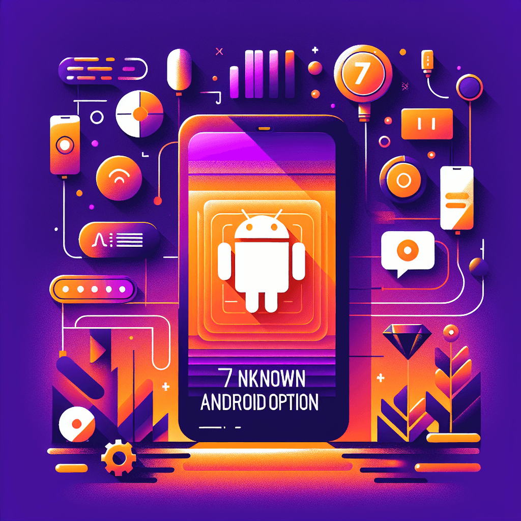 Ilustração moderna e profissional em tons de roxo e laranja para artigo sobre as melhores opções do Android